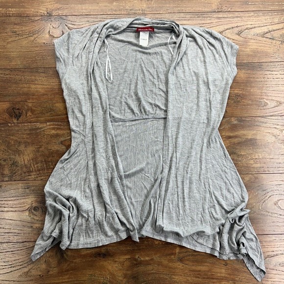 Panhandle Slim Women L Open Front Cardigan Lightweight‎ Jersey Sleeveless Gray - Picture 1 of 5